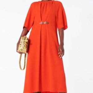 Tibi bright orange designer dress
